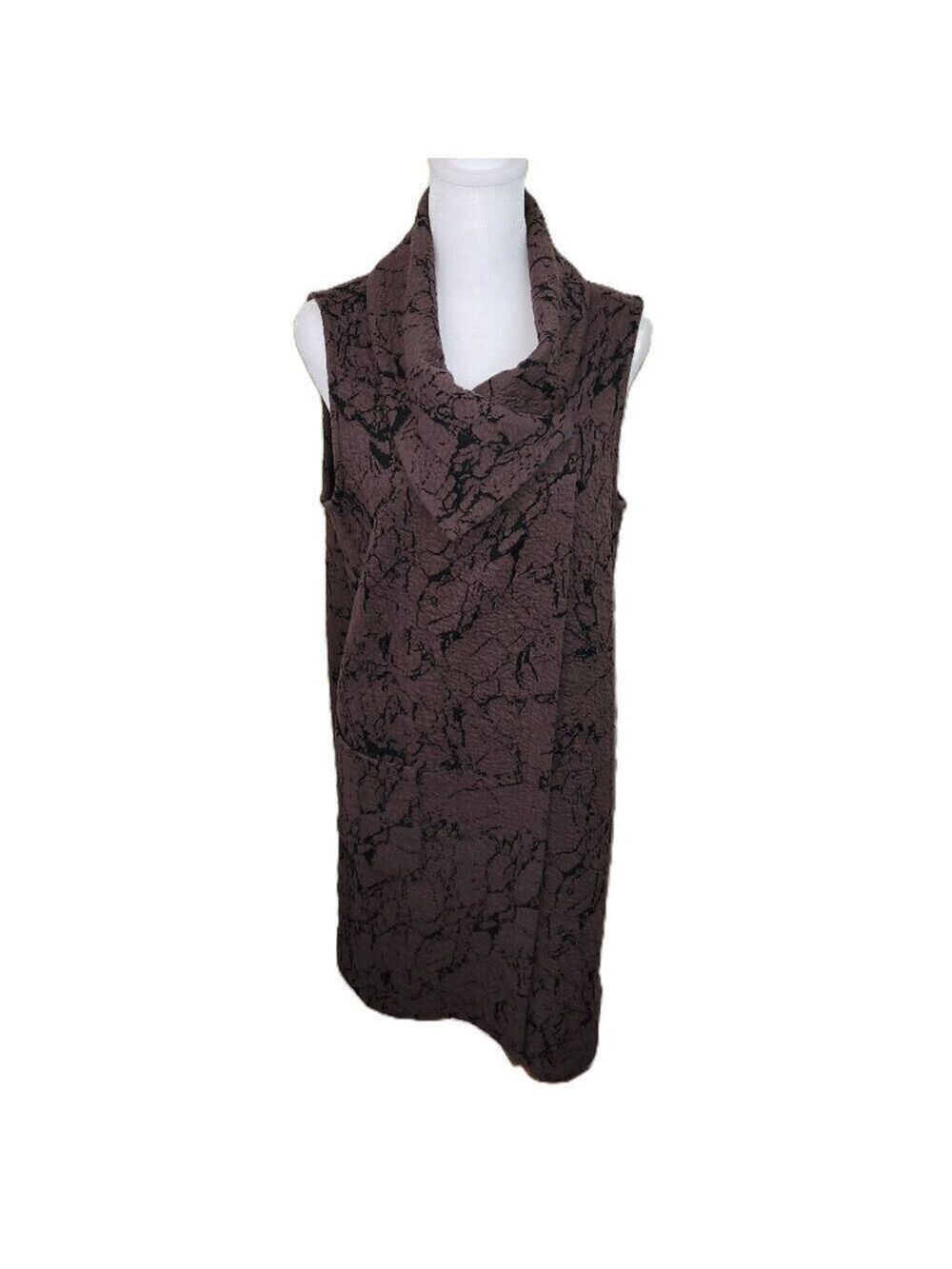 LIV by Habitat Clothing Sleeves Tunic Vest Brown W/Black Marbled Pattern Size S